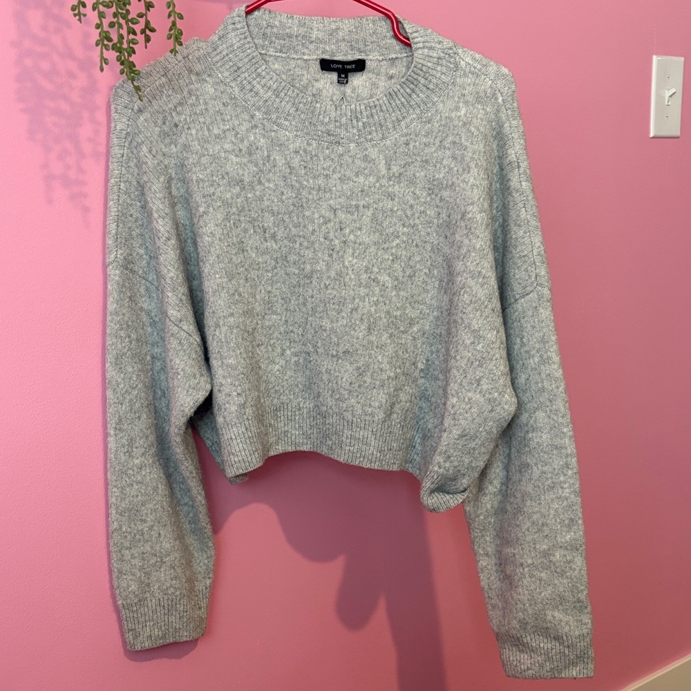 Love Tree Light Gray Crew Neck Sweater